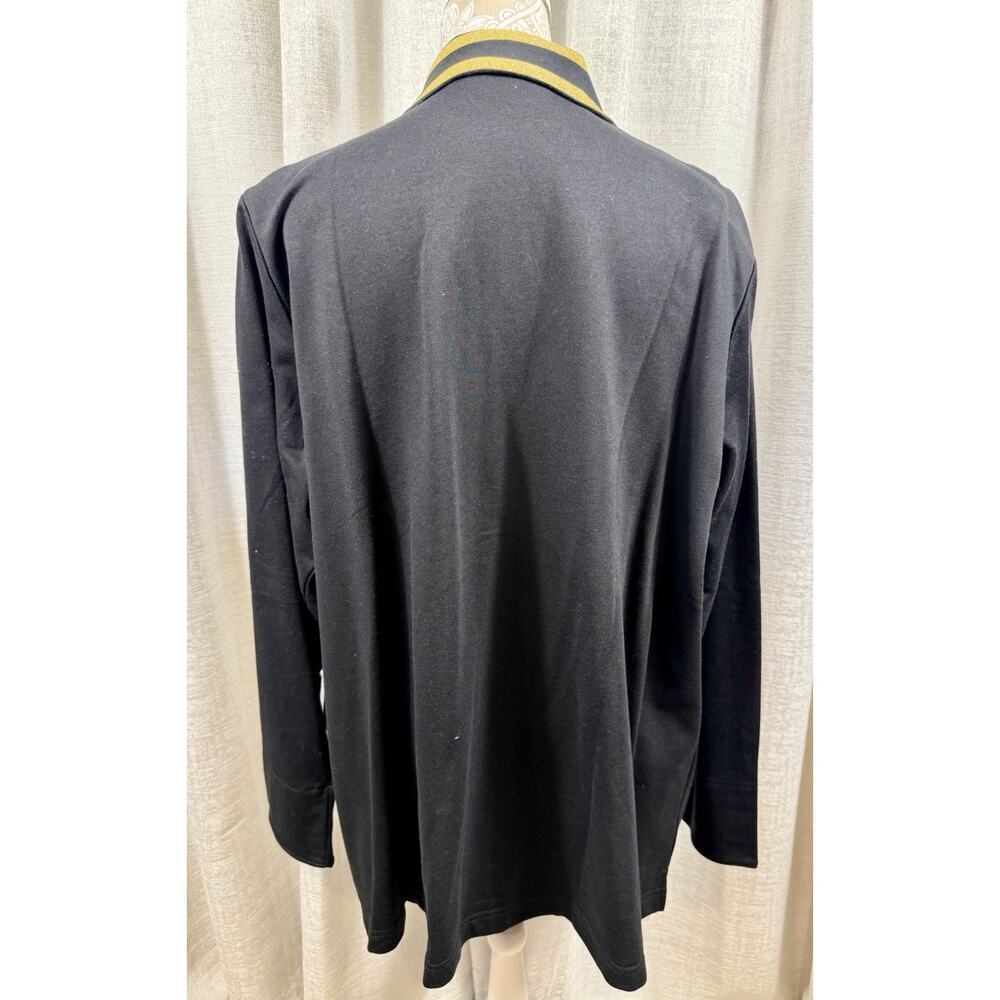 Quacker Factory Black & Gold Zip Up Jacket 2X Sporty Casual Lounge Jacket - Picture 3 of 9